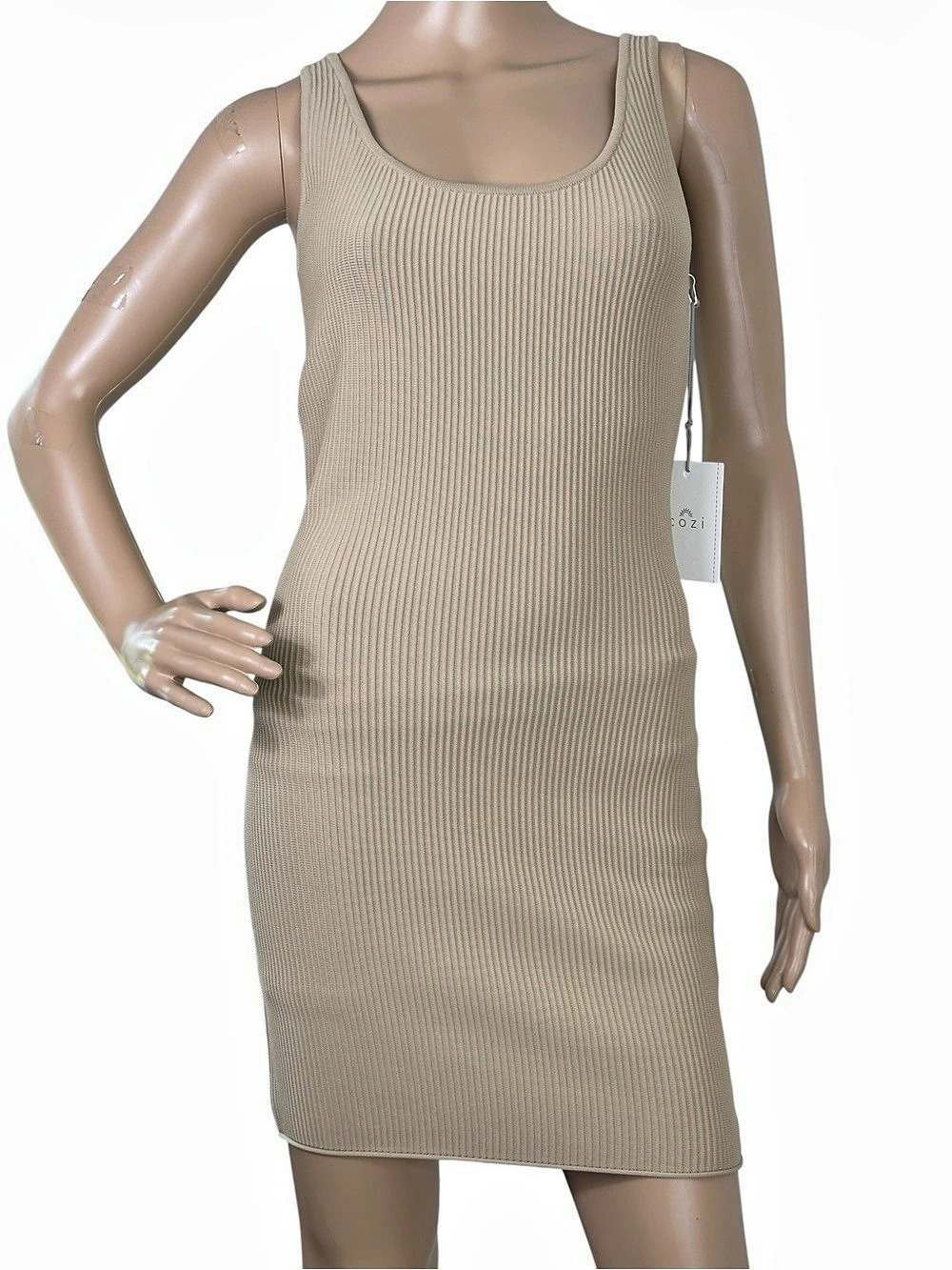 COZi Ribbed Knit Mini Dress in Brown Size Medium NWT